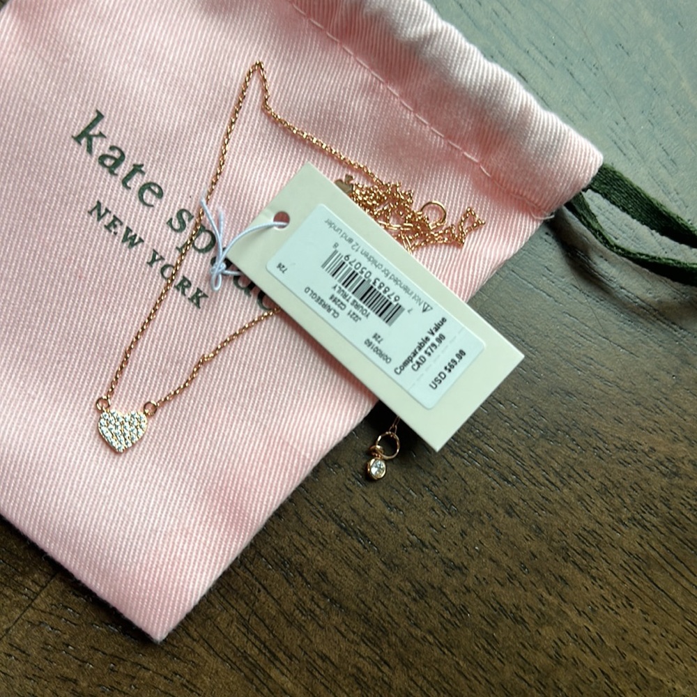 💖HP💖  NWT Kate Spade heart necklace rose gold - Picture 3 of 3